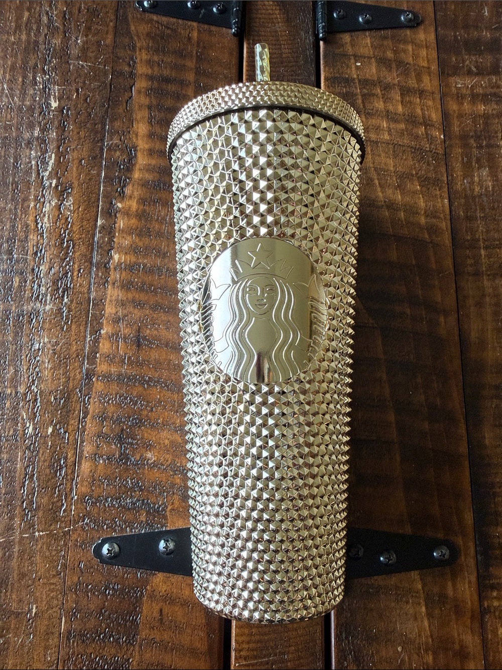 Starbucks Holiday 2021 Metallic Gold Studded Tumbler 24oz Venti Cold Cup